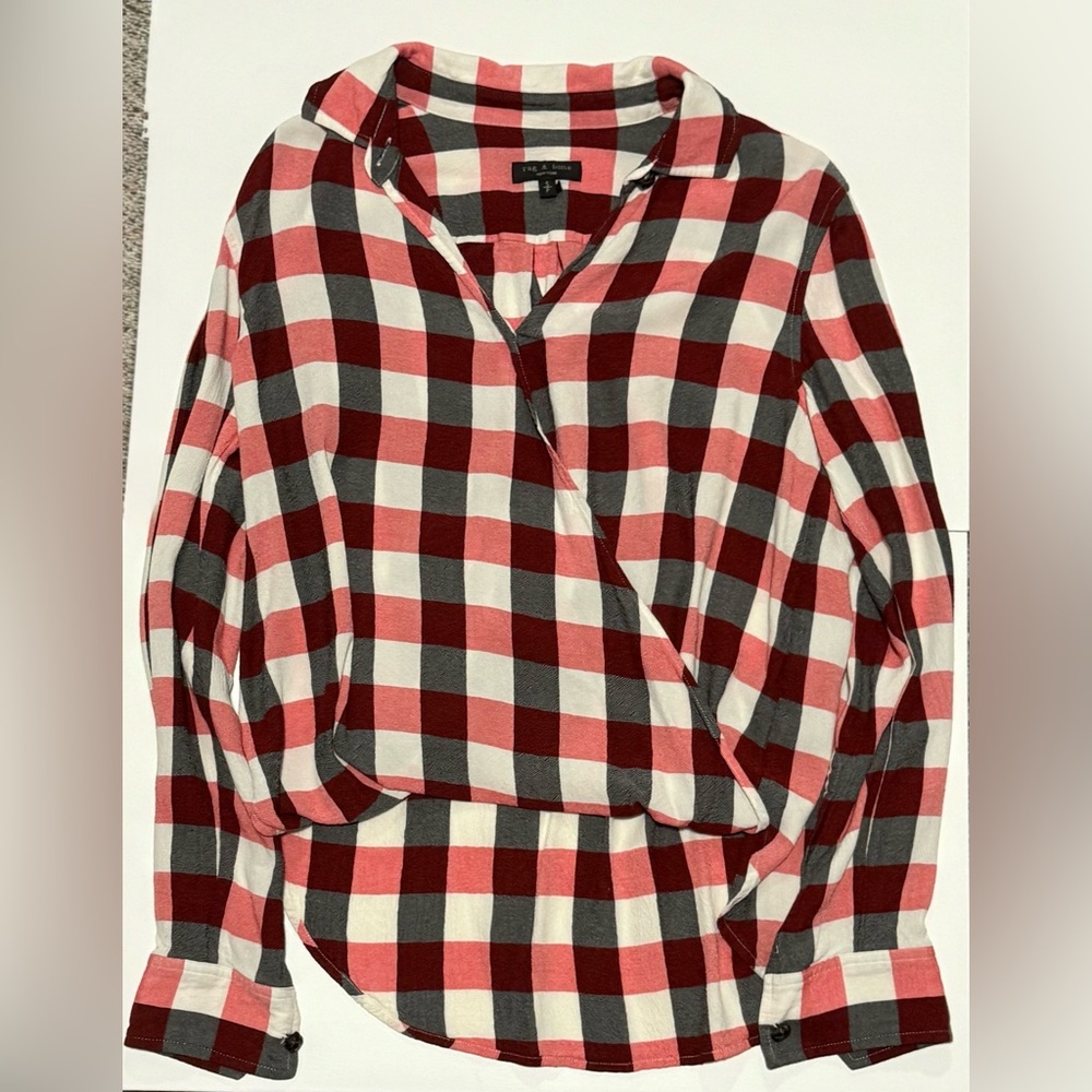 rag & bone lot. Plaid button wrap, long sleeve tee, oversized tee, moto jacket